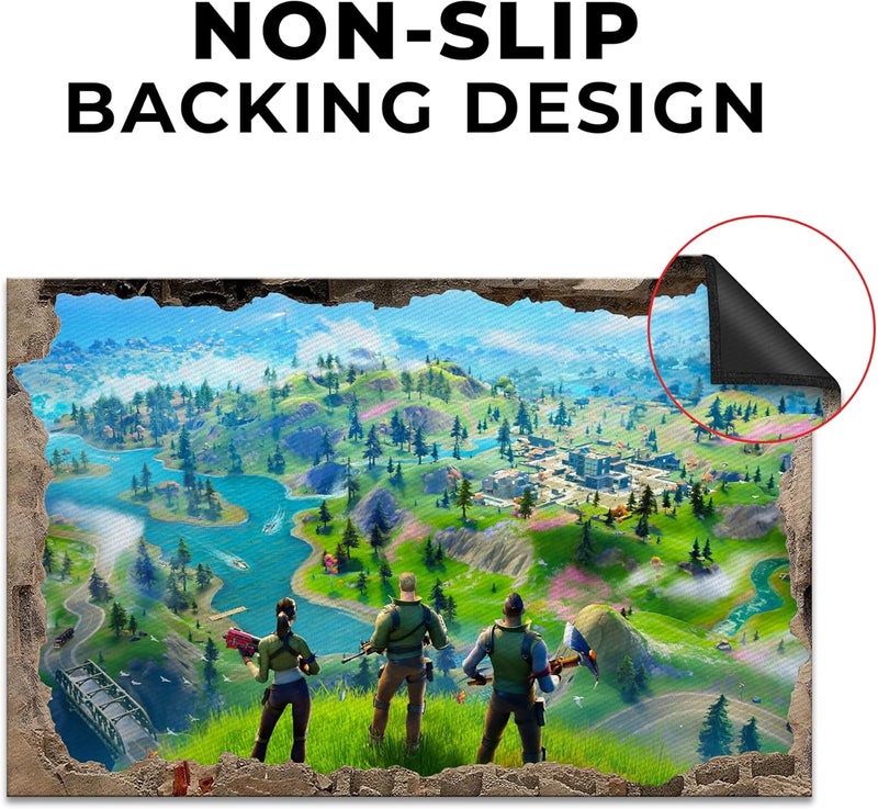 DreamController Fortnight Custom Rugs for Gamer Room (62x40inch)| Playroom Carpets Inspired by Games & Anime Decor for Gamers | Gamer Room Decor for Kids Teen Anti-Slip Gaming Mats - Image 3